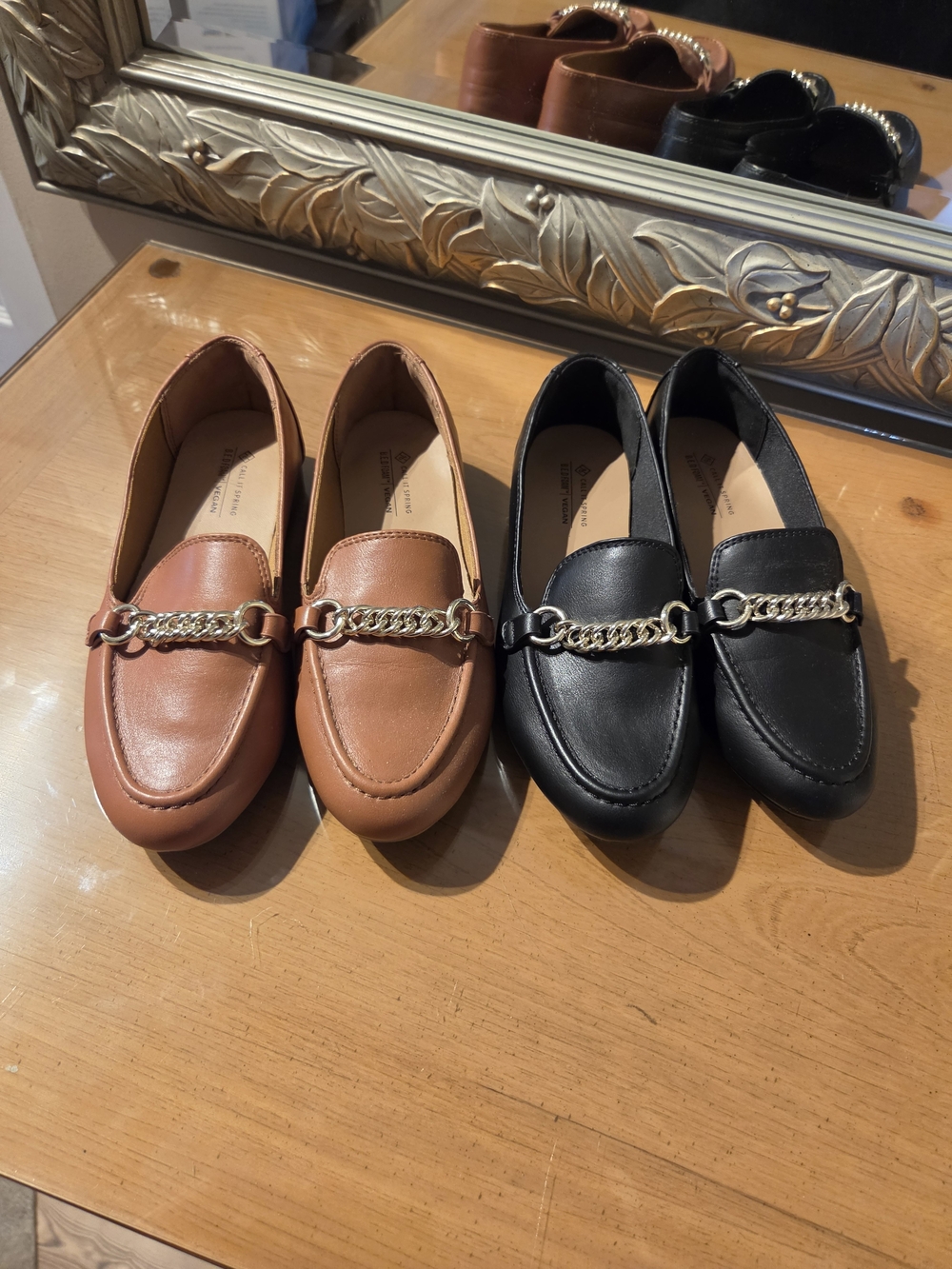 Call It Spring Chain-Trim Loafers in Brown and Black